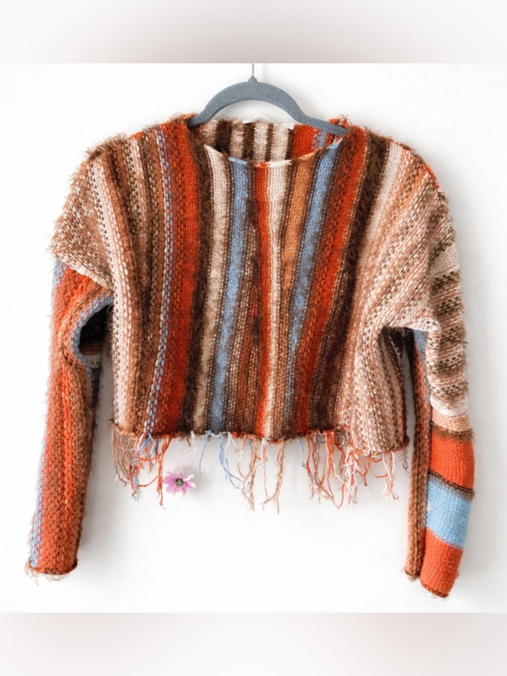 Altar'd State Boho Striped Cropped Sweater